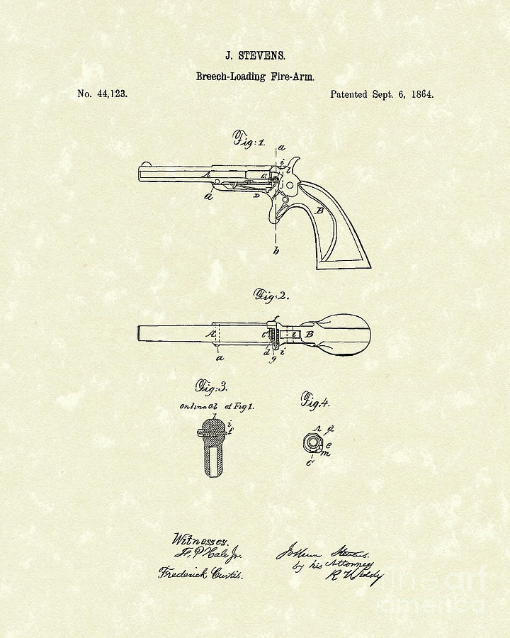 Pistol 1864 Patent Art  Drawing by Prior Art Design