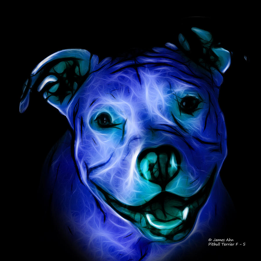 Pitbull Terrier - F - S - BB - Blue Digital Art by James Ahn