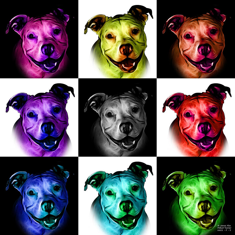 Pitbull Terrier - F - S - BB - Checker1 Digital Art by James Ahn