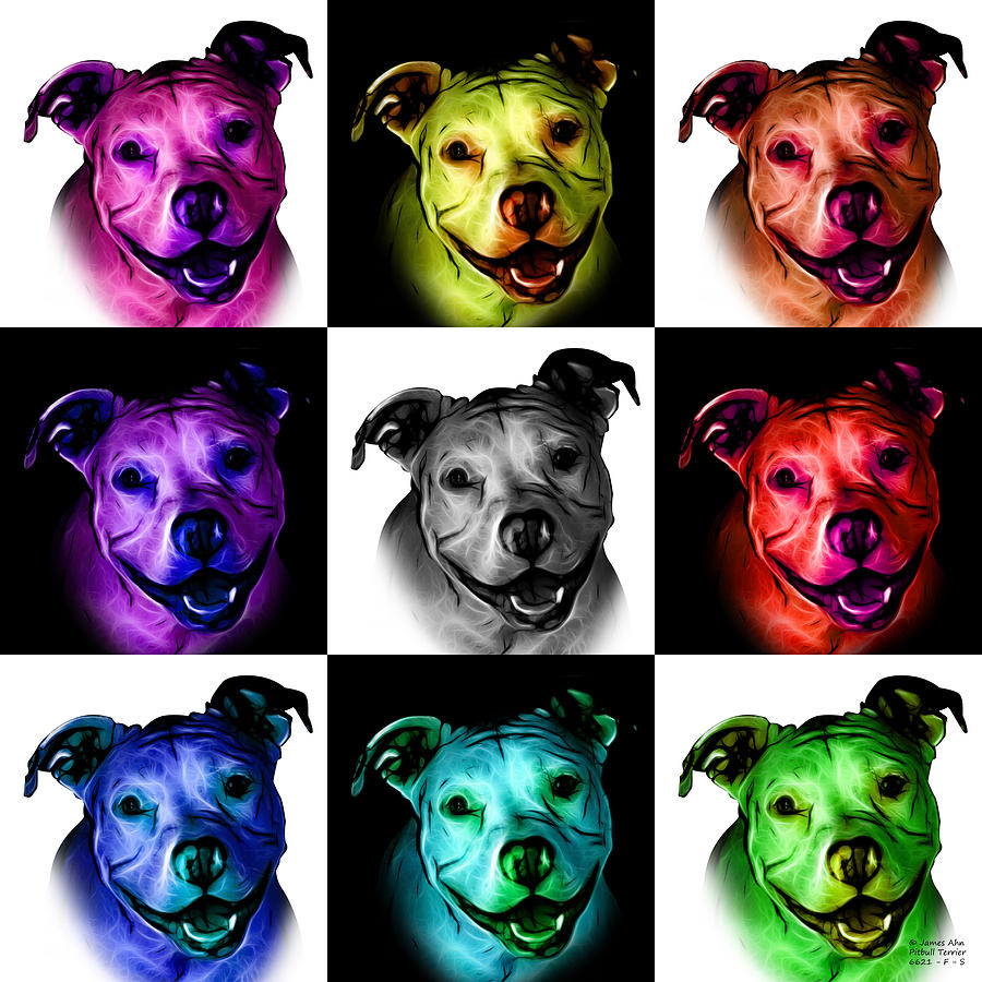 Pitbull Terrier - F - S - BB - Checker2 Digital Art by James Ahn