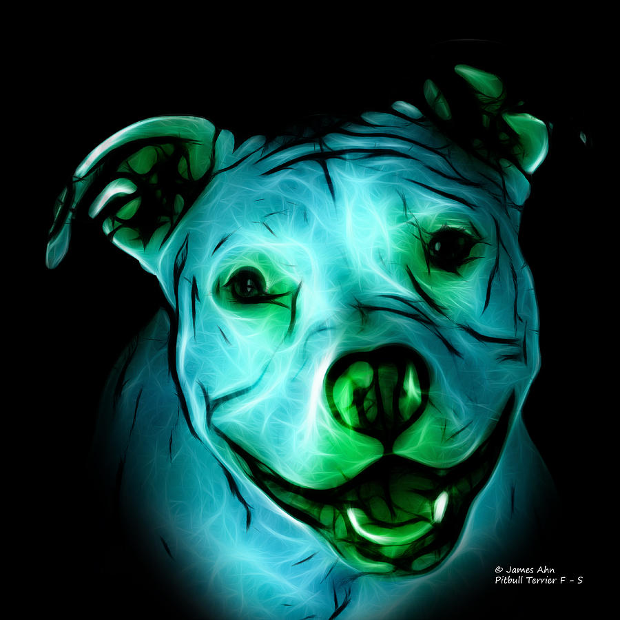 Pitbull Terrier - F - S - BB - Cyan Digital Art by James Ahn
