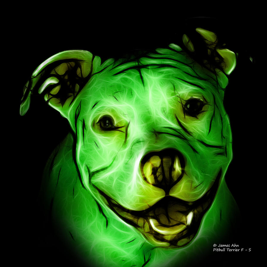 Pitbull Terrier - F - S - BB - Green Digital Art by James Ahn