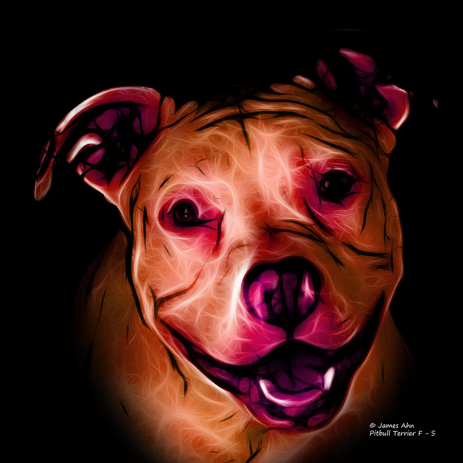 Pitbull Terrier - F - S - BB - Orange Digital Art by James Ahn