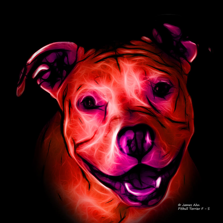 Pitbull Terrier - F - S - BB - Red Digital Art by James Ahn