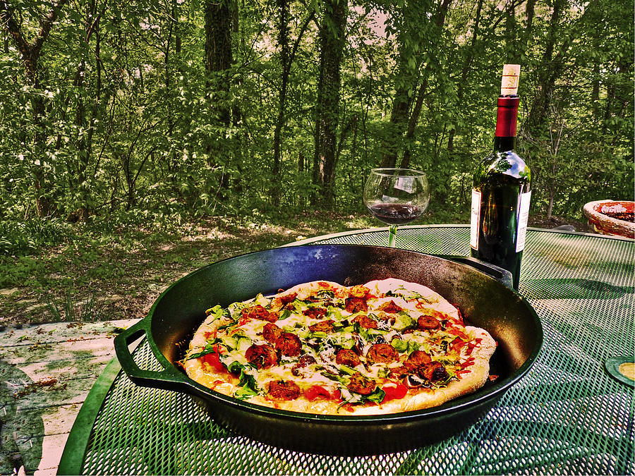 Wine Photograph - Pizza and Vino by William Fields