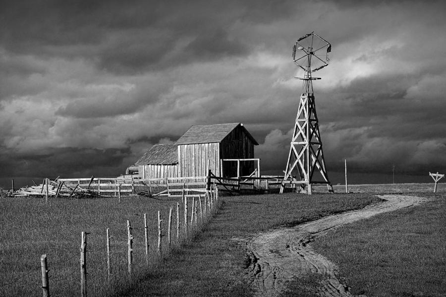 Plains Frontier Farm and Windmill at 1880s Town in South Dakota Photograph by Randall Nyhof
