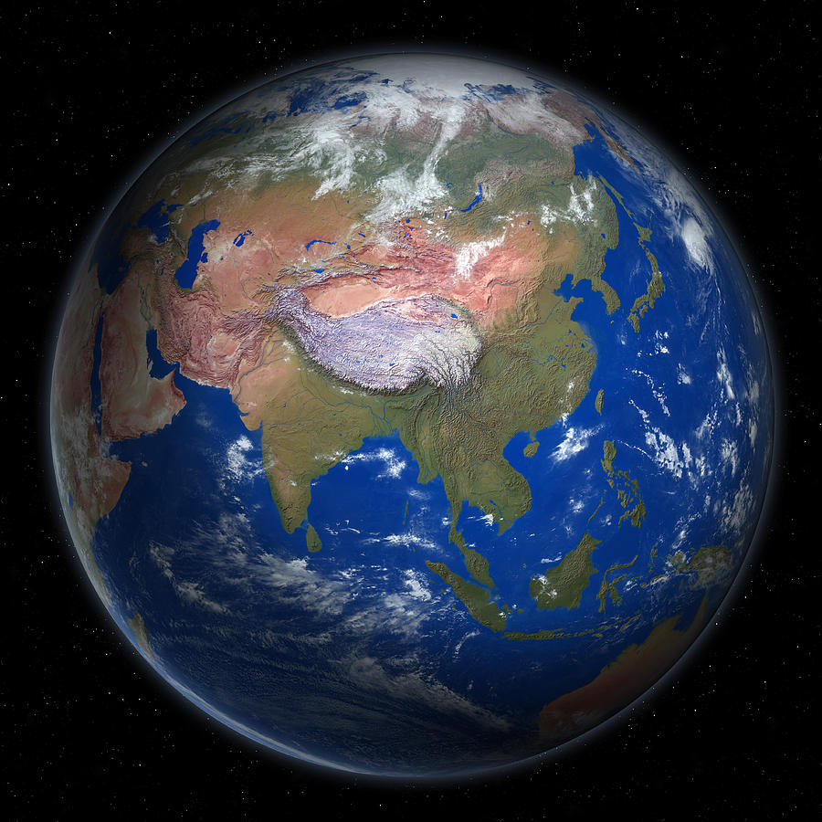 Planet Earth From Space, Asia Prominent Digital Art by ...