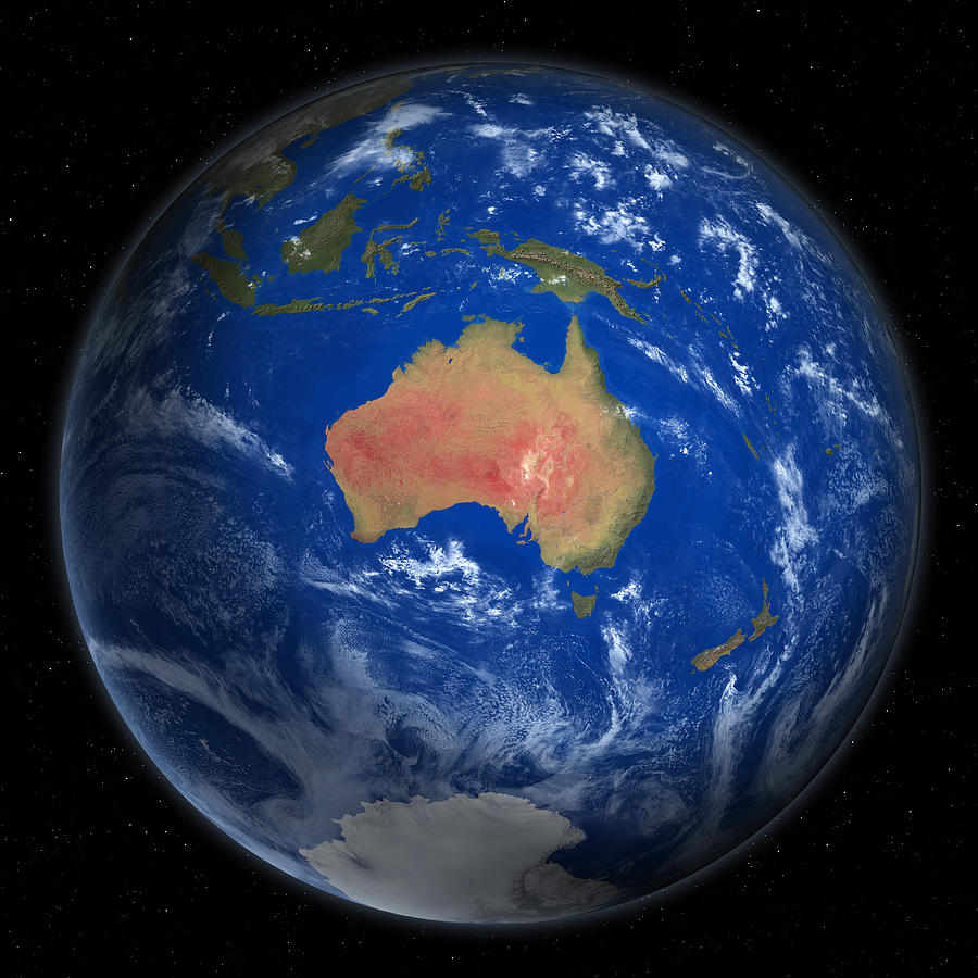 Planet Earth From Space, Australia Prominent Digital Art by Saul Gravy