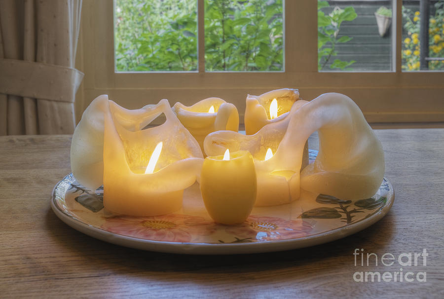 Plate With Burning Candles Photograph by Andersen Ross Fine Art America