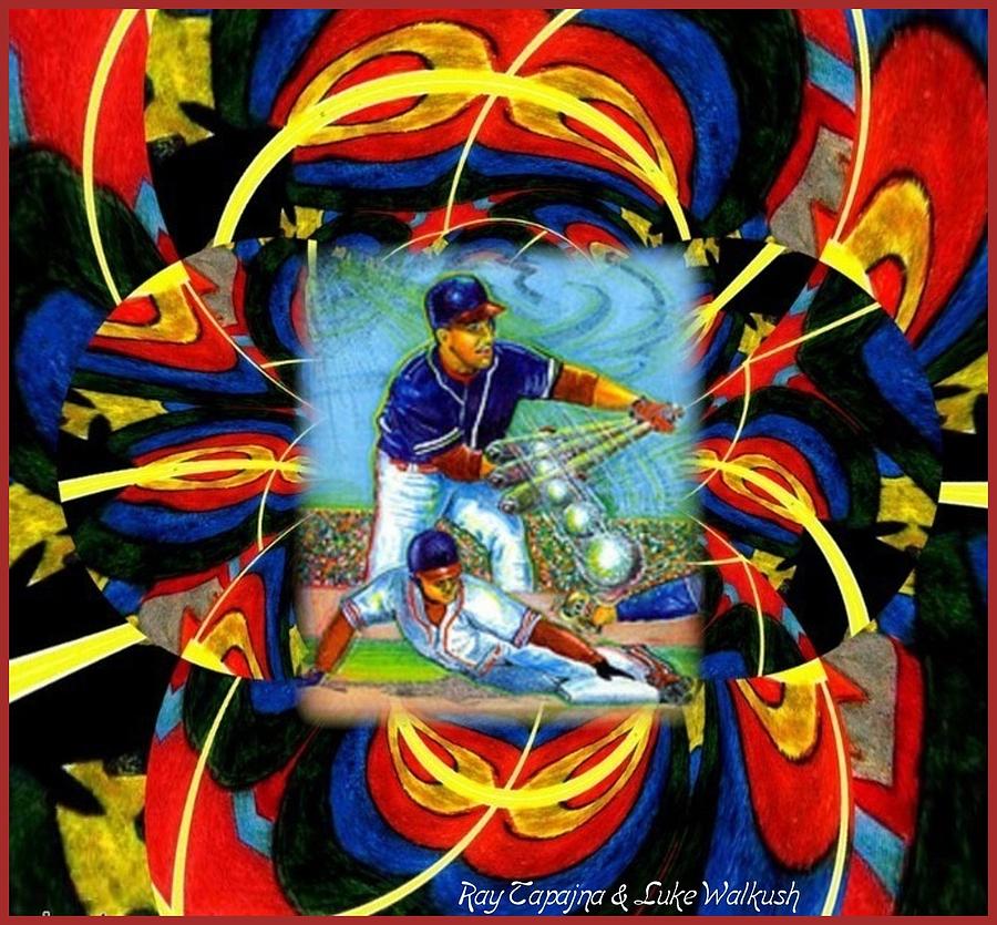 Baseball Mixed Media - Play Ball Getting on Base by Ray Tapajna Baseball Mixed Media - Play Ball Getting on Base by Ray Tapajna