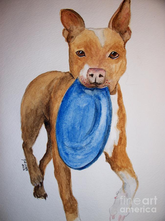 Playful Pittbull Painting by Carol Grimes