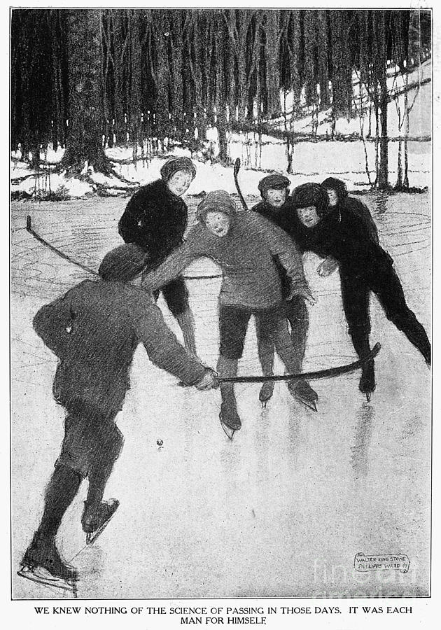 Winter Photograph - Playing Ice Hockey, 1913 by Granger