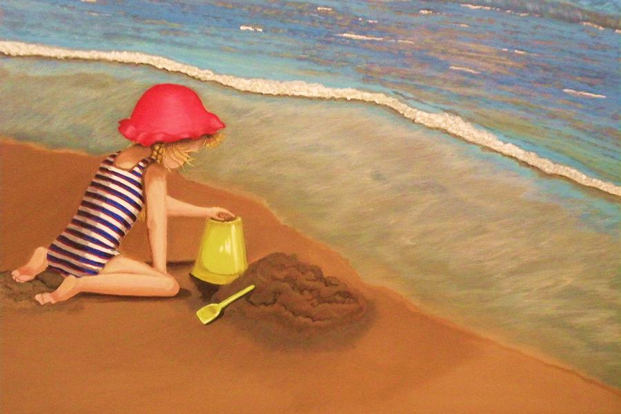 Playing on the Beach Painting by Victoria Rhodehouse