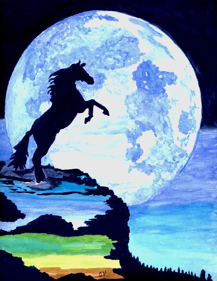 Horse vision inspirational moon art Criswell ACEO Giclee print of painting gift 