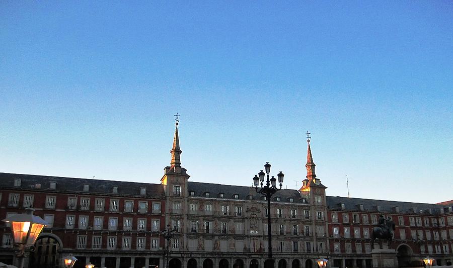 Plaza Mayor At Sundown in Madrid Spain Photograph by John Shiron