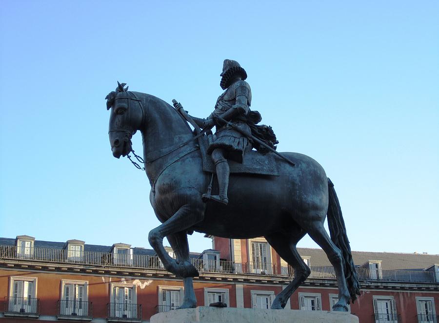 Plaza Mayor Statue of King Philip III Horseman Close Up in Madrid Spain Photograph by John Shiron
