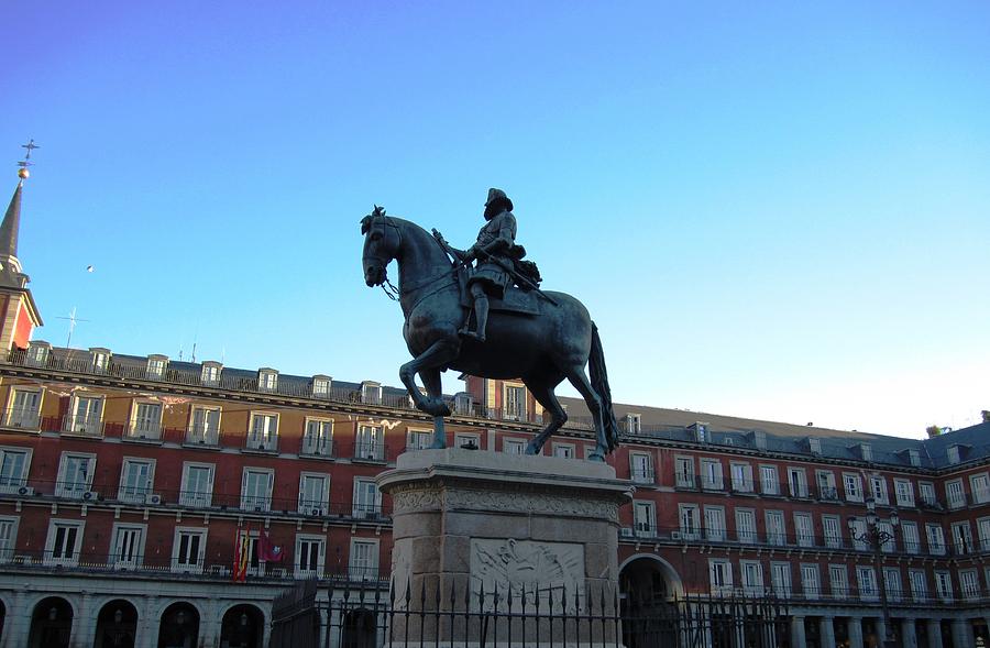 Plaza Mayor Statue of King Philip III Horseman in Madrid Spain Photograph by John Shiron