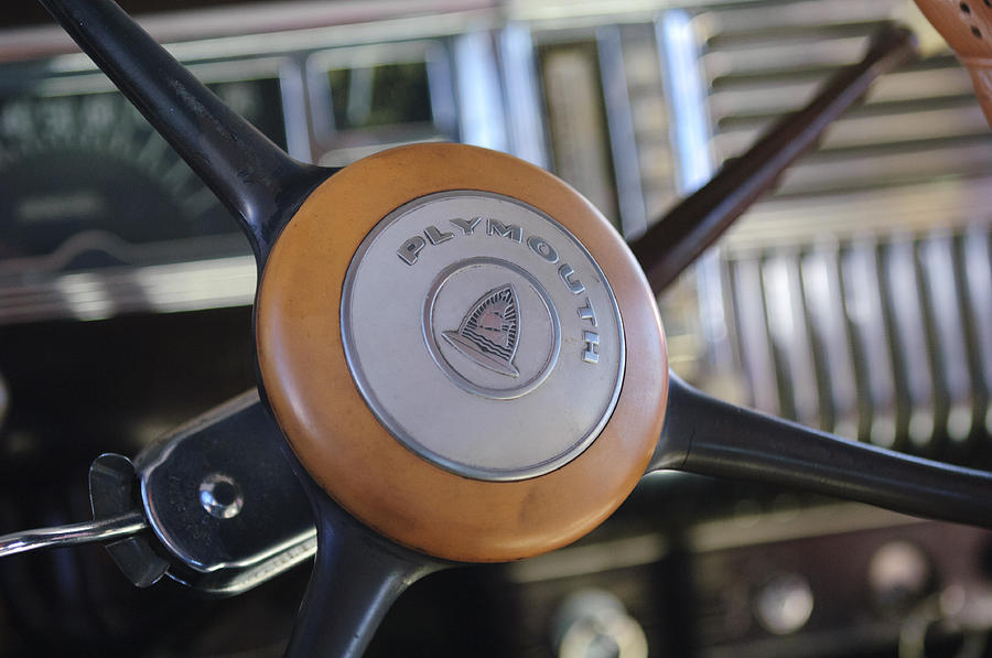 Plymouth Steering Wheel Photograph by Jill Reger