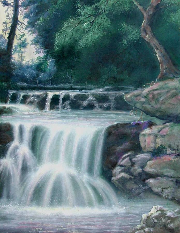 Pocono Mountains Waterfall Painting by Gary Partin