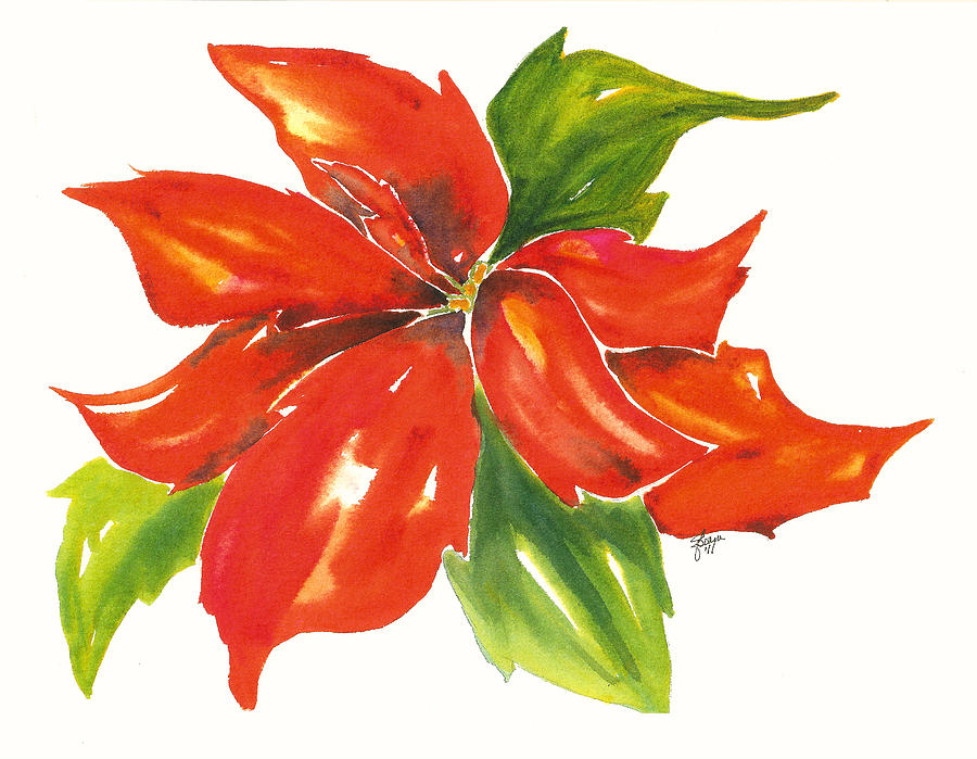 Poinsettia One Painting by Elise Boam