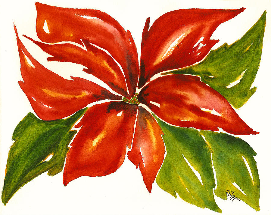 Red Flower Painting - Poinsettia Two by Elise Boam