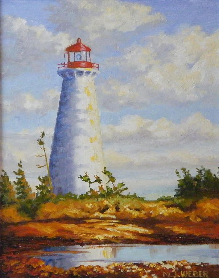 Lighthouse Painting - Point Prim by M J Weber