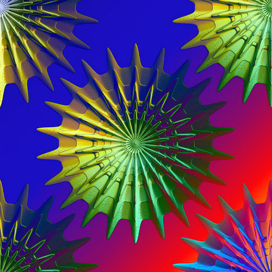 Abstract Digital Art - Pointed Discs  by Michael Hickey