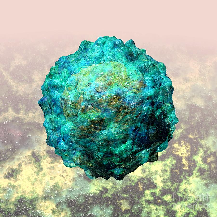 Biological Digital Art - Polio virus particle or virion poliovirus 1 by Russell Kightley