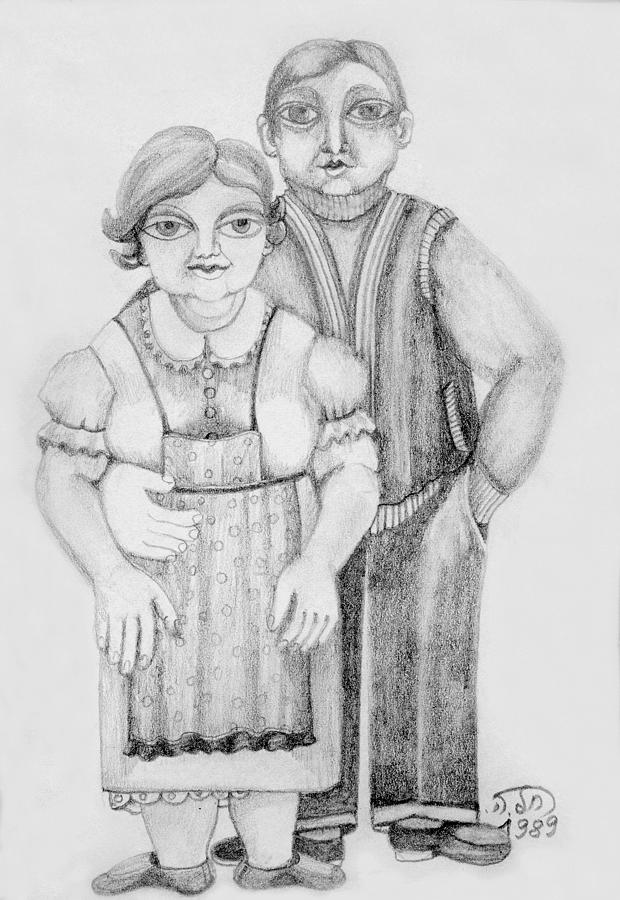 Polish couple Drawing by Rachel Hershkovitz