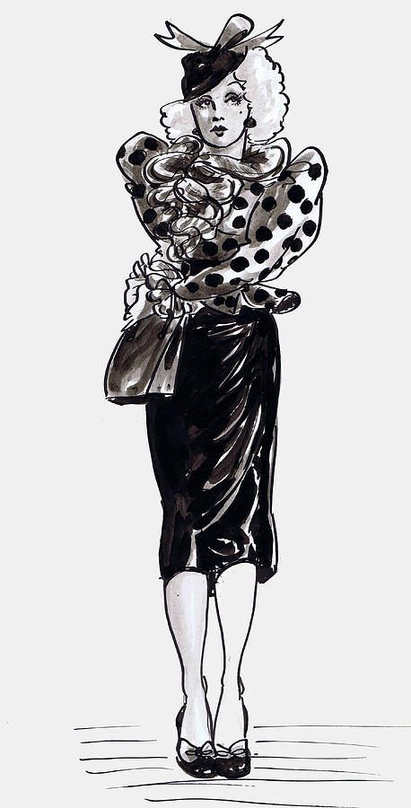 Black And White Drawing - Polka Dots by Mel Thompson