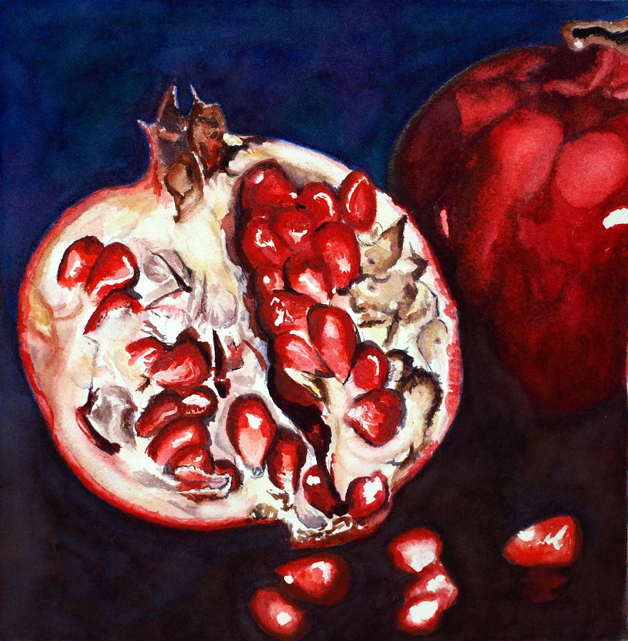 Still Life Painting - Pomegranate Study Number Two by Mary C Farrenkopf