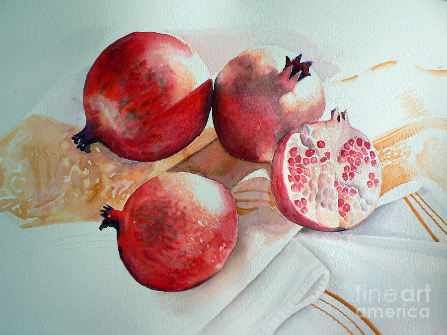 Fall Painting - Pomegranates  by Catalina Rankin