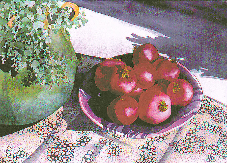 Still Life Painting - Pomegranates by Eunice Olson