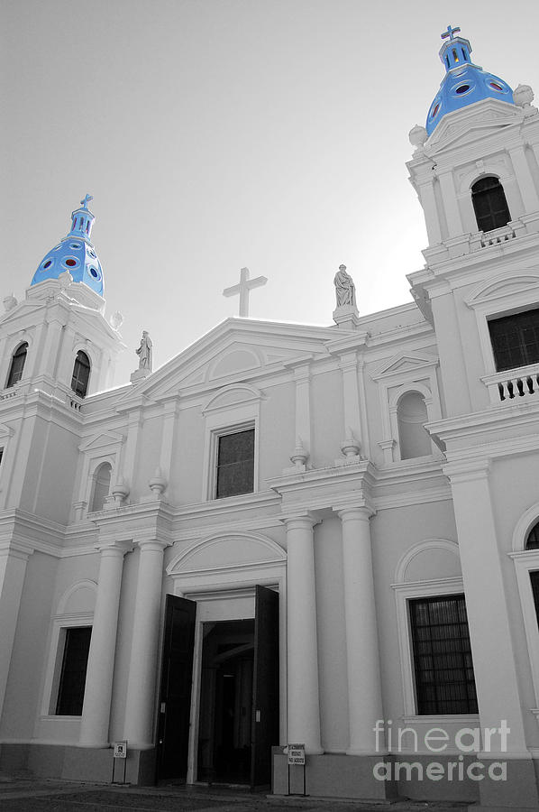 Black And White Photograph - Ponce Puerto Rico Cathedral of Our Lady of Guadalupe Color Splash Black and White by Shawn OBrien