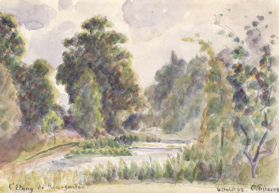 Pond at Kew Gardens Painting by Camille Pissarro