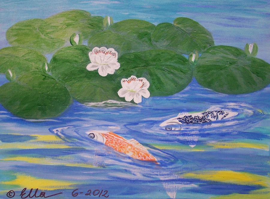 Pond carps and water lily Painting by Elizabeth Janus | Fine Art America