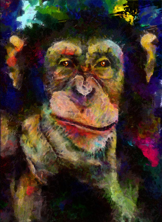 Chimpanzee Painting - Pondering Chimp by Christopher Lane