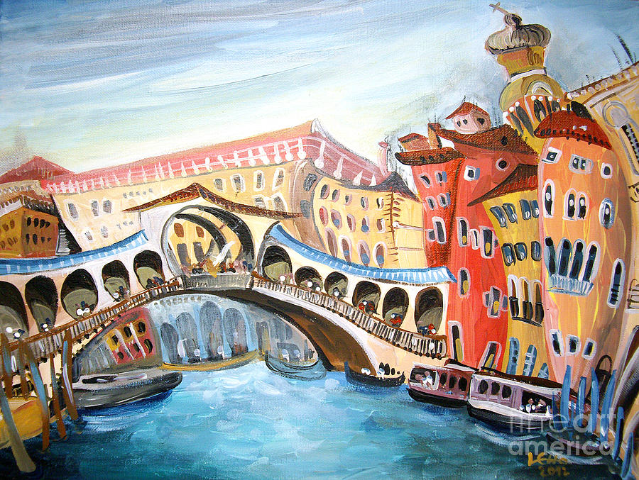 Bridge Painting - Ponte di Rialto by Lucia Chocholackova