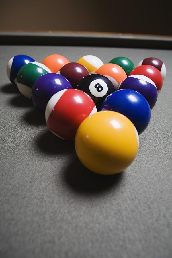 Ball Photograph - Pool Balls On A Billiard Table With The by Michael Interisano