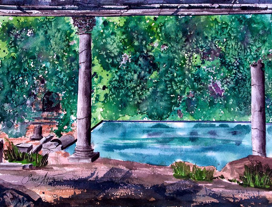 Greek Painting - Poolside by Frank SantAgata