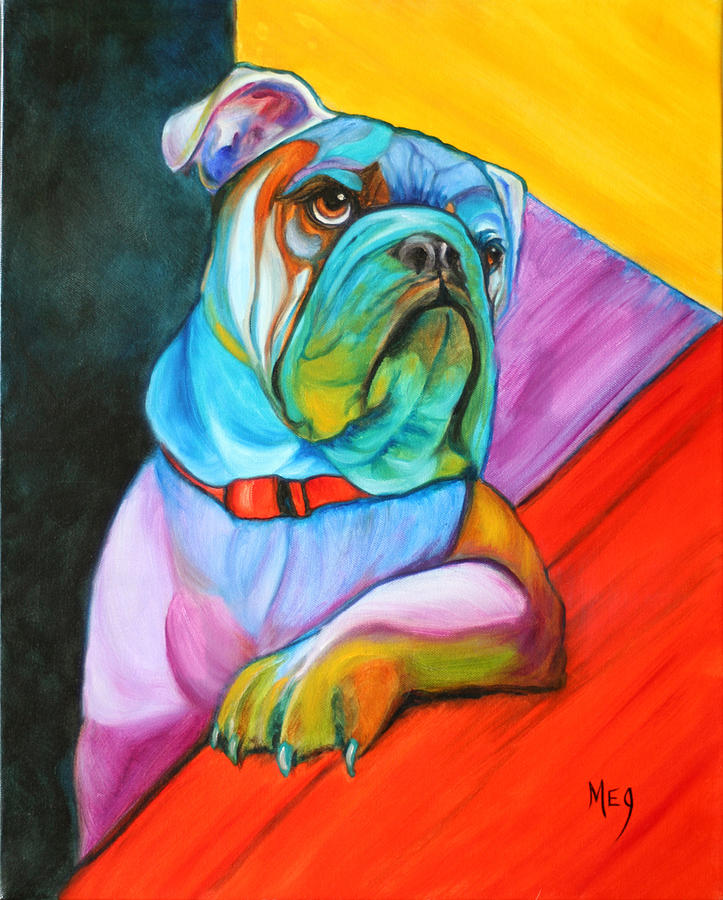 Pop Art Bulldog Painting by Meg Keeling