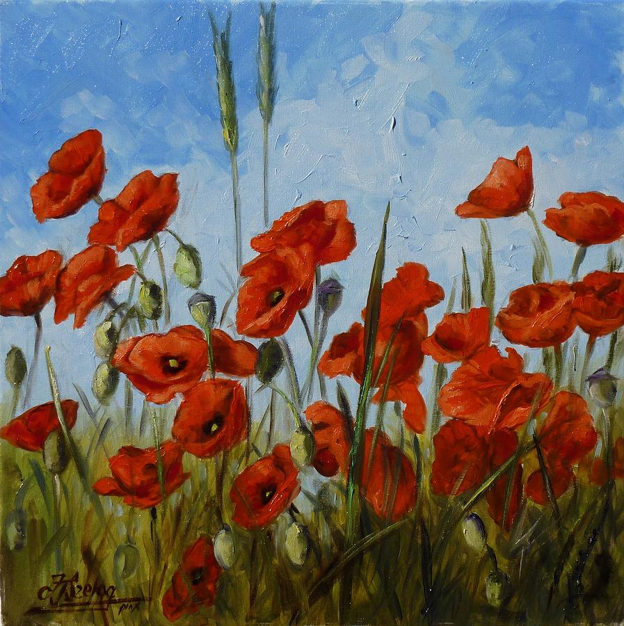 Poppies1 Painting by Irek Szelag