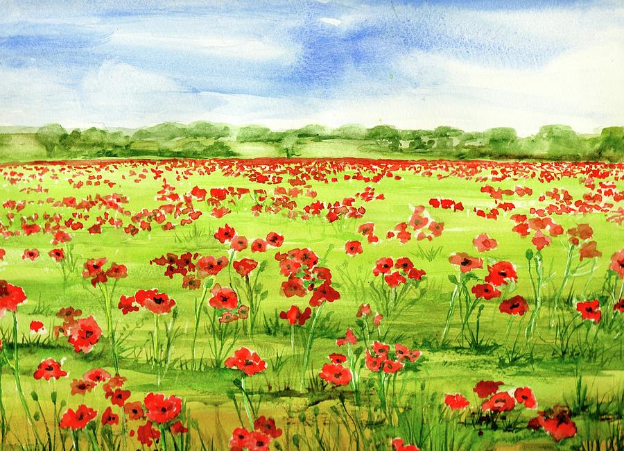 Poppy Field Painting by Angelina Whittaker Cook