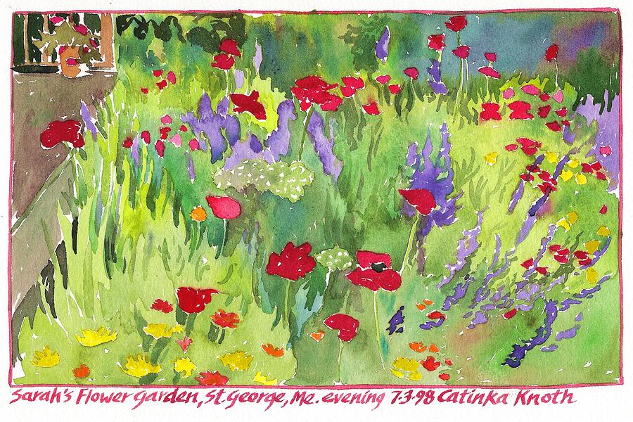 Poppy Flower Garden Saint George Peninsula Maine Painting by Catinka Knoth