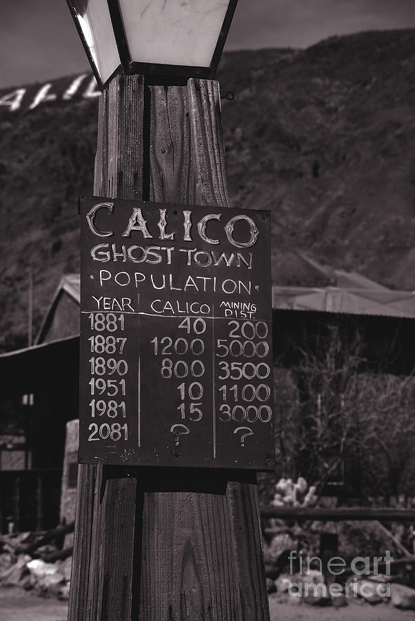 Population of Calico California Photograph by Susanne Van Hulst