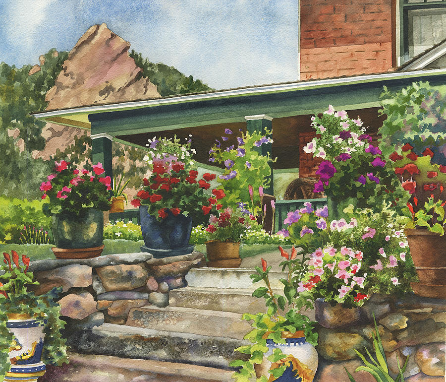 Porch Garden Painting by Anne Gifford