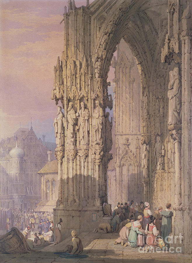 Samuel Prout Painting - Porch of Regensburg Cathedral by Samuel Prout
