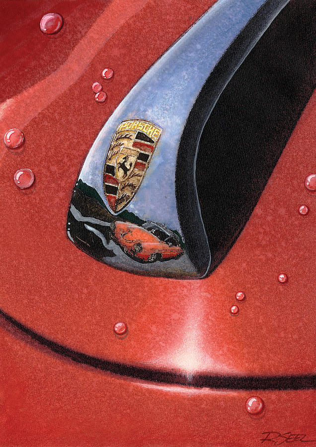 Porsche 356 Raindrops Painting by Rod Seel