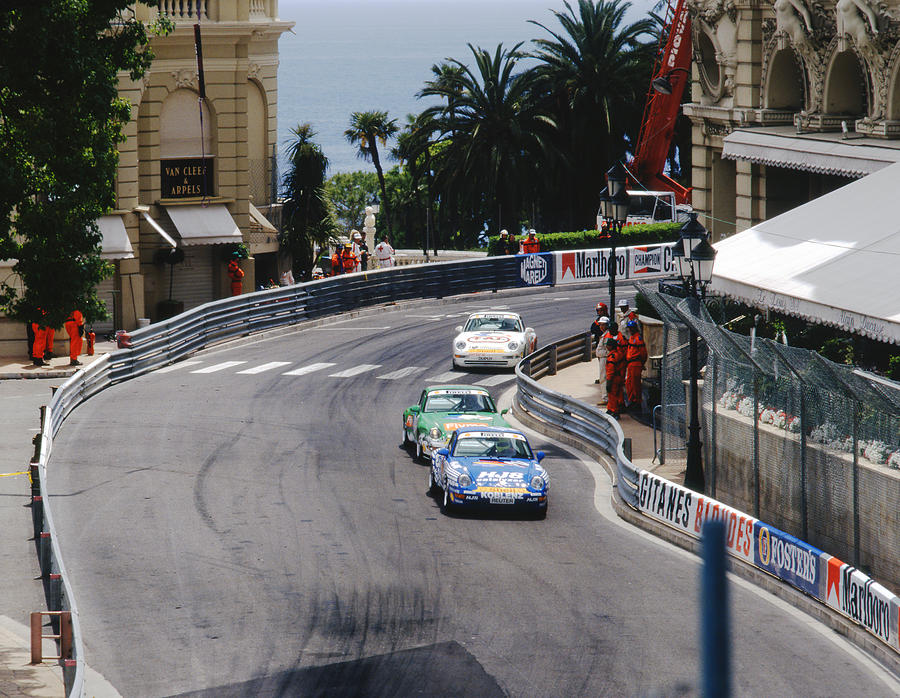 1994 Monaco Grand Prix Photograph - Porsches at Monte Carlo Casino Square by John Bowers