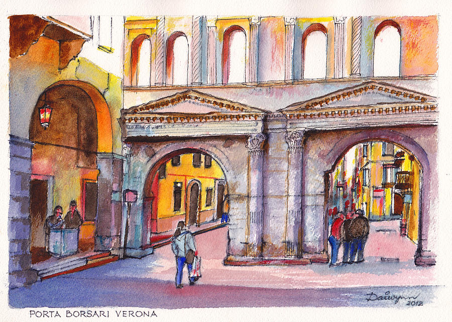 Porta Borsari Verona  first century AD Roman gate Painting by Dai Wynn